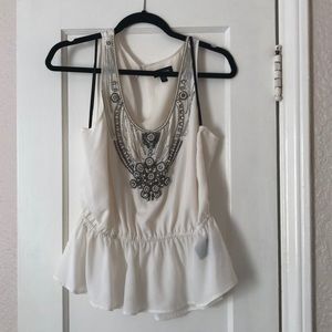 Bebe blouse with beaded neckline